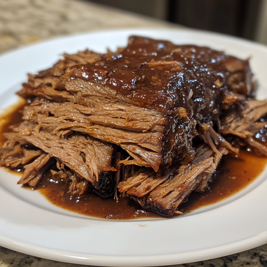 SLOW COOKED BBQ PULLED BRISKET